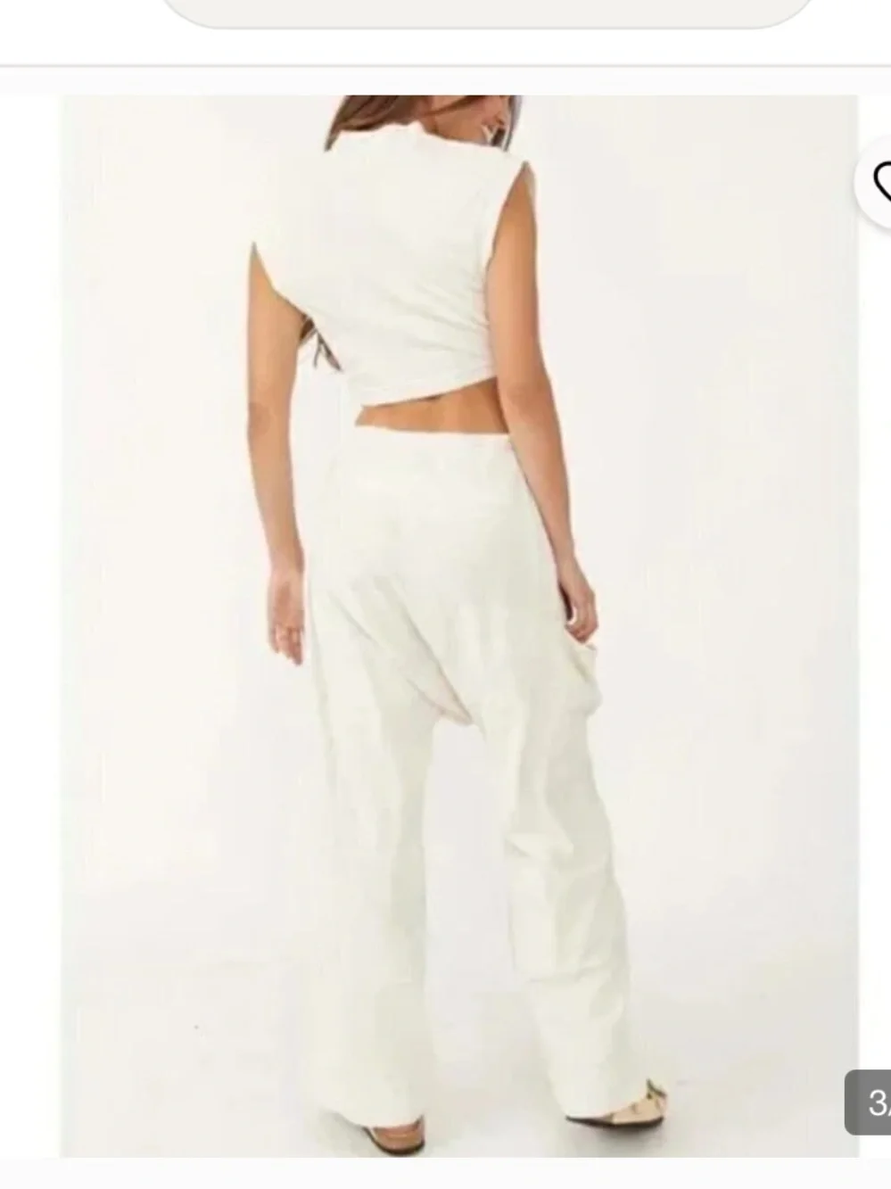 Free people Cropped Cream Terry Vest - Neutral Beach Style